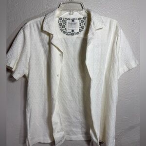 Cactus Man Ricky Singh Cream Textured Short Sleeve Button Up Shirt M